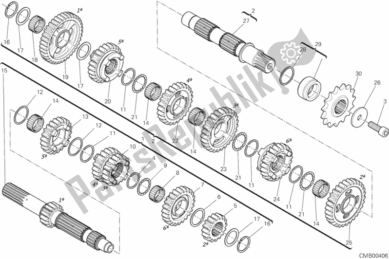 Toutes les pièces pour le Boîte De Vitesses du Ducati Superbike Panigale R USA 1199 2015